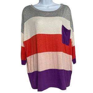 KTW Striped 3/4 Sleeve Tunic Sz M.